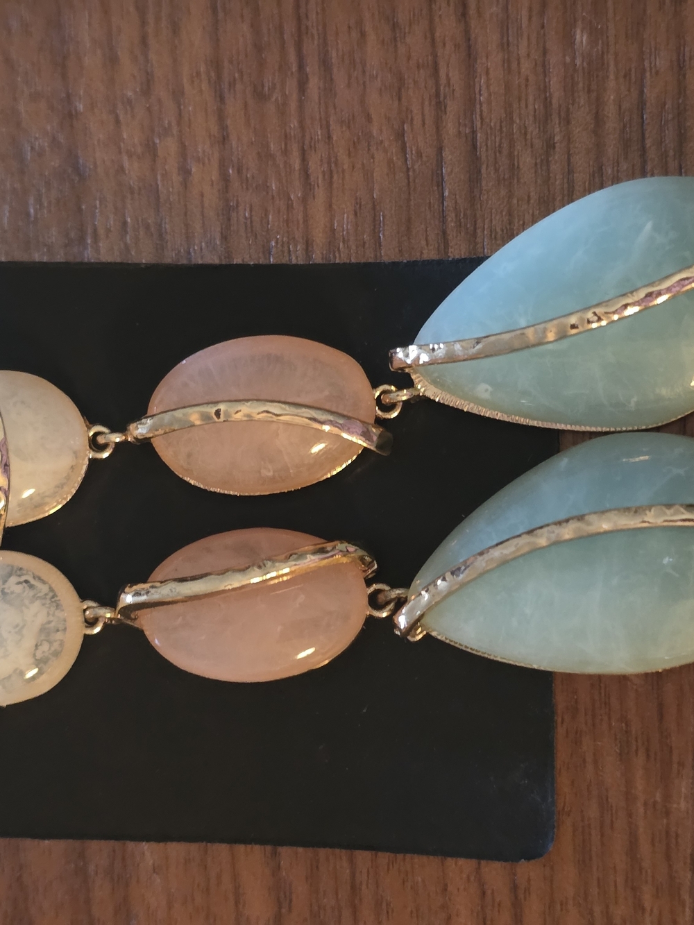Gold-Accented Aqua and Peach Teardrop Statement Necklace